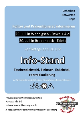 Plakat Infostände Polizei und Präventionsrat © Gemeinde Wennigsen (Deister)