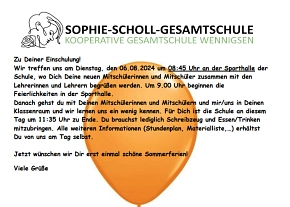 Einschulung © Sophie Scholl Gesamtschule